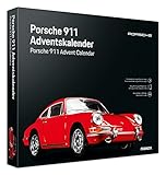 FRANZIS 55199 - Porsche 911 Adventskalender rot, Metall Modellbausatz im Maßstab 1:43, inkl. Soundmodul und 52-seitigem Begleitbuch